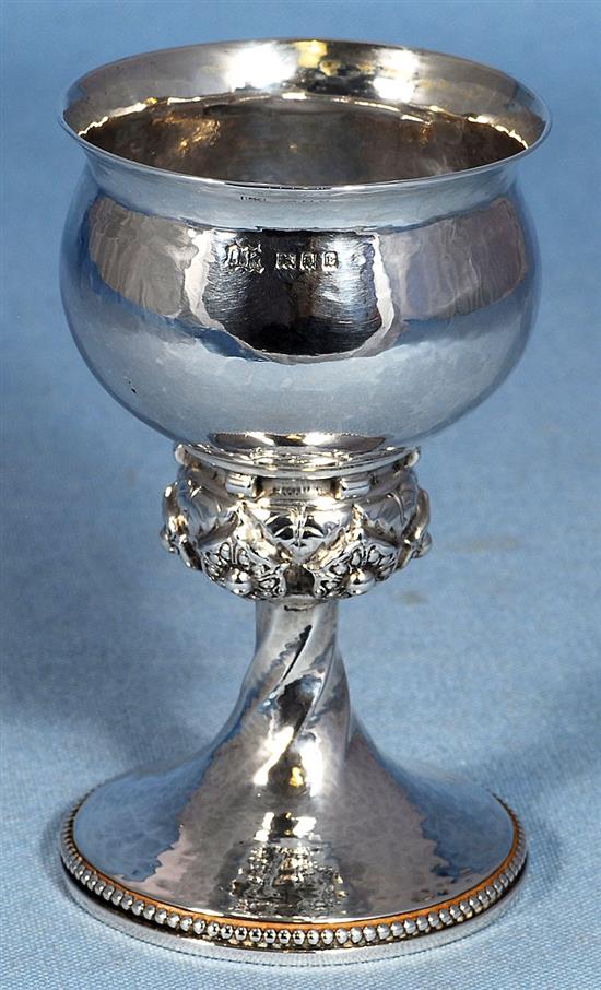 A George V Arts & Crafts silver goblet, by Omar Ramsden, Height 124mm, weight 4.2oz/133grms